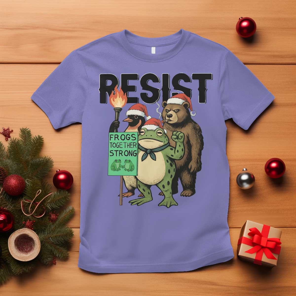 Funny Christmas Frogs Together Strong T Shirt Portland Resist Meme Gift - Wonder Print Shop