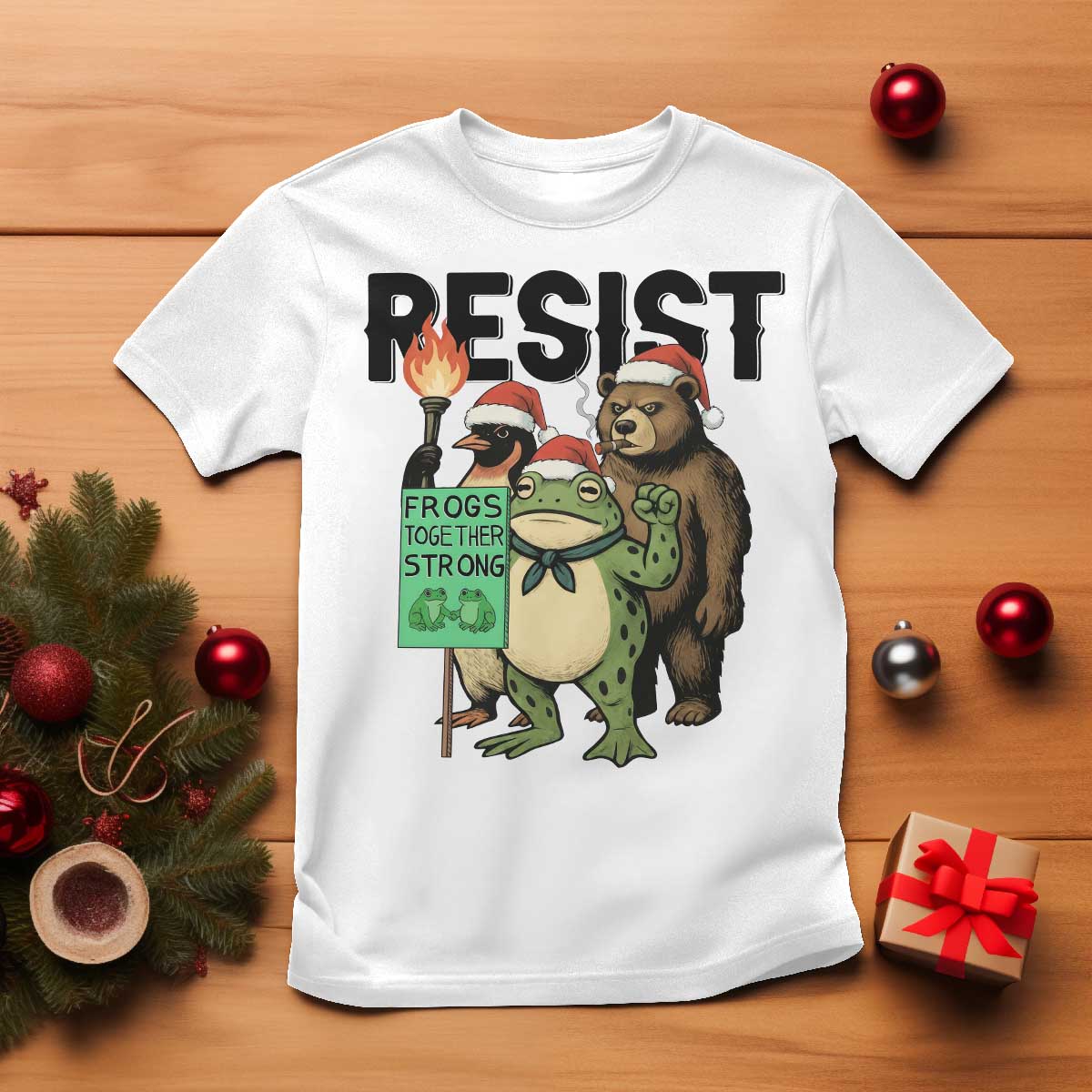 Funny Christmas Frogs Together Strong T Shirt Portland Resist Meme Gift - Wonder Print Shop