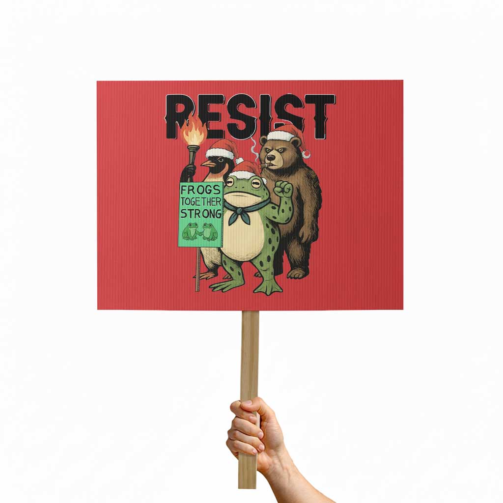 Funny Christmas Frogs Together Strong Protest Sign Portland Resist Meme Gift - Wonder Print Shop