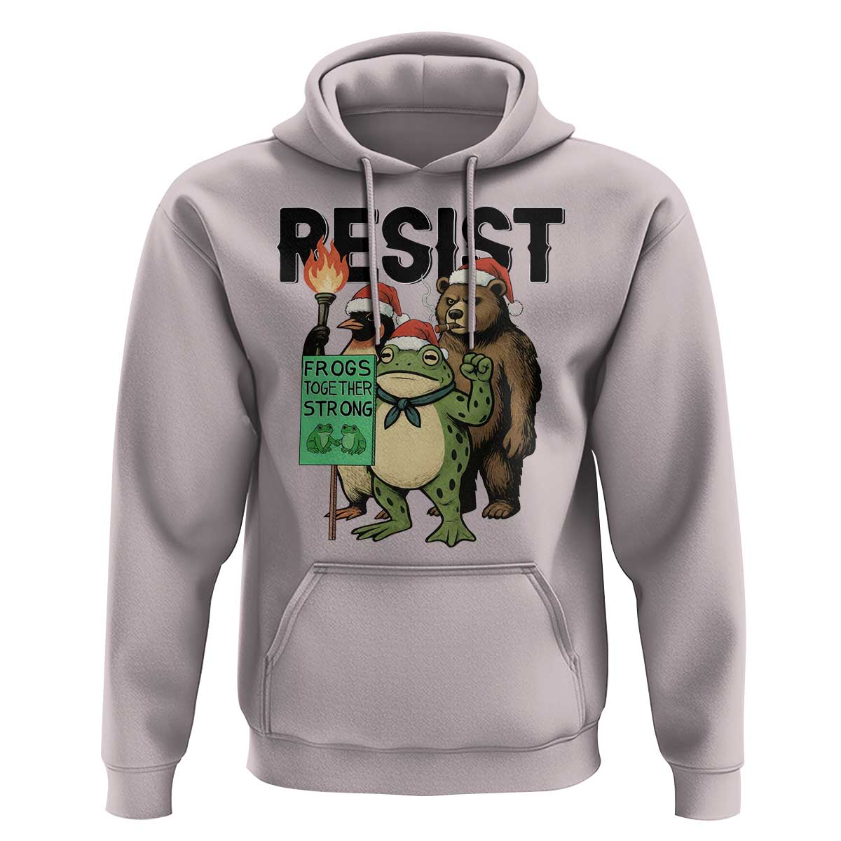Funny Christmas Frogs Together Strong Hoodie Portland Resist Meme Gift - Wonder Print Shop