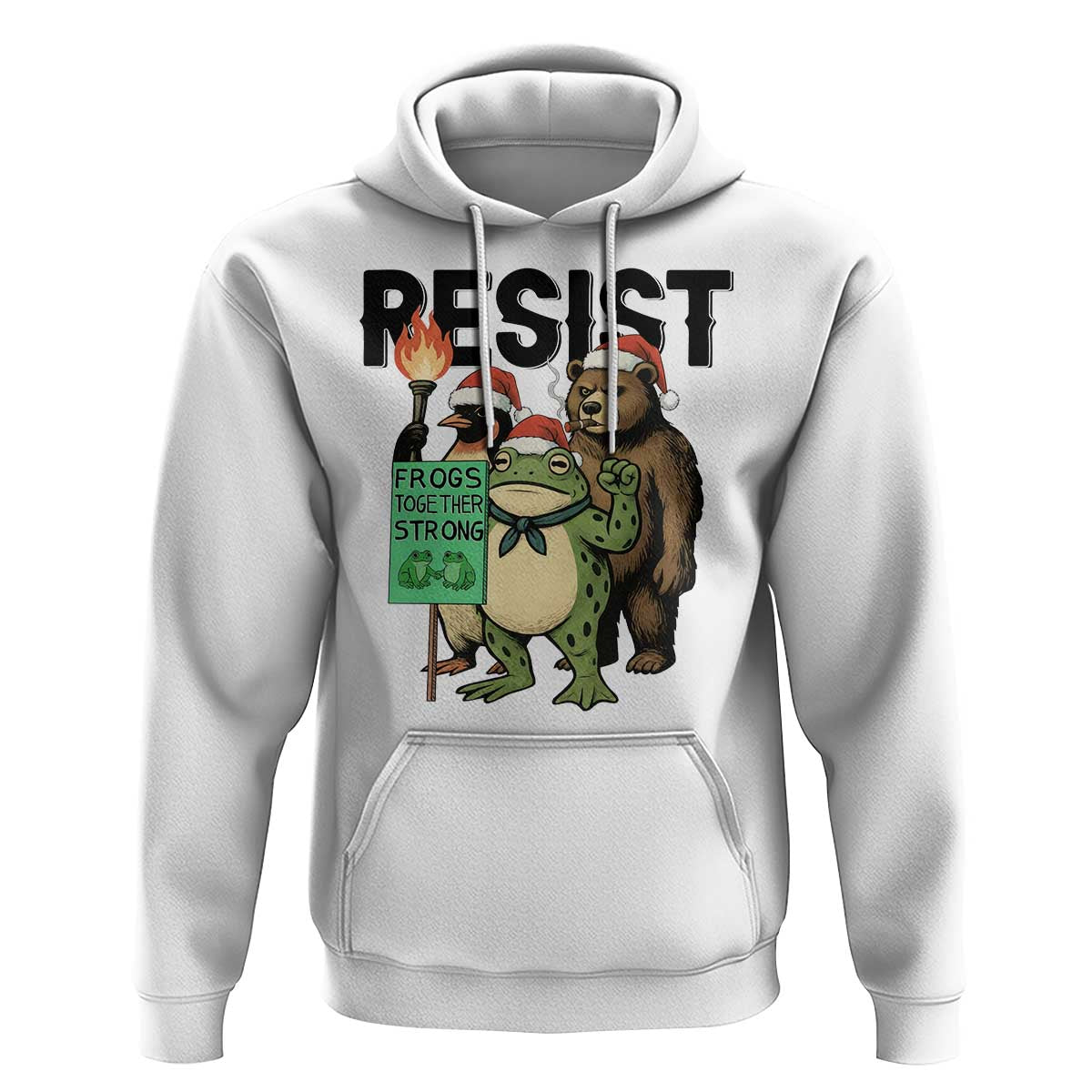 Funny Christmas Frogs Together Strong Hoodie Portland Resist Meme Gift - Wonder Print Shop