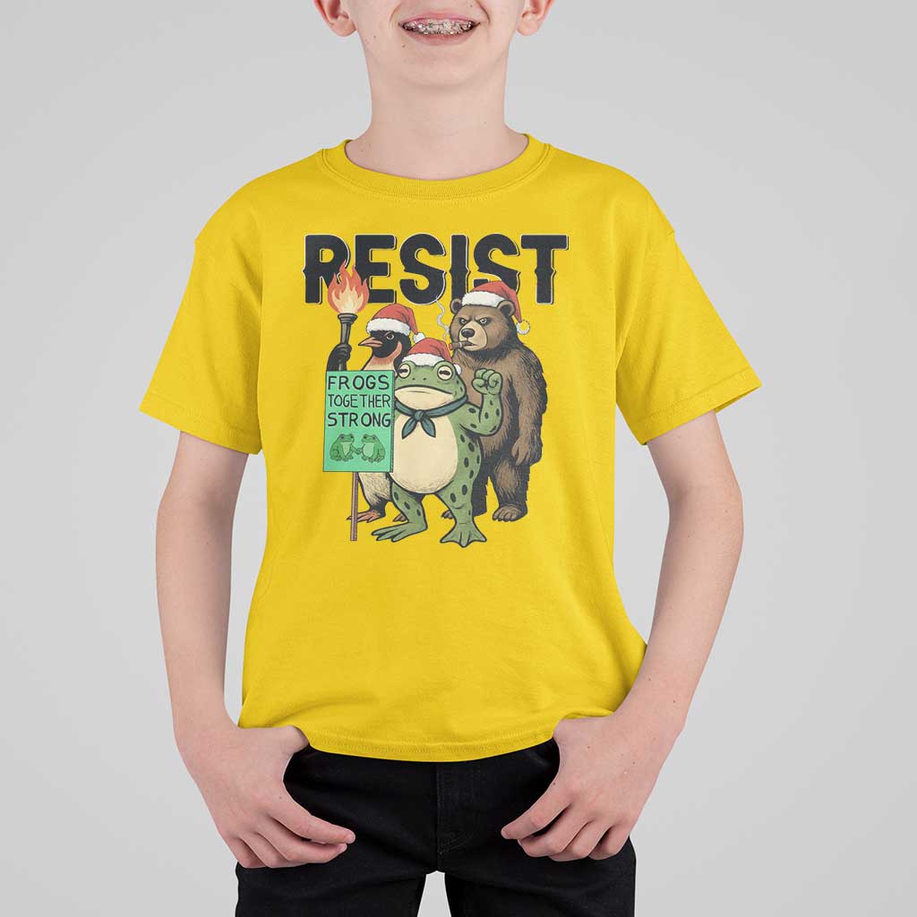 Funny Christmas Frogs Together Strong T Shirt For Kid Portland Resist Meme Gift - Wonder Print Shop