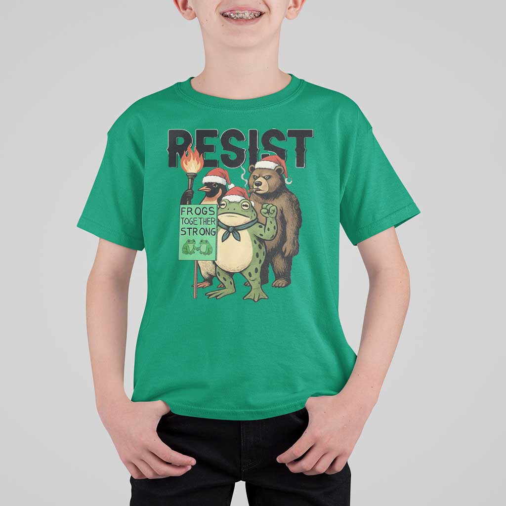 Funny Christmas Frogs Together Strong T Shirt For Kid Portland Resist Meme Gift - Wonder Print Shop