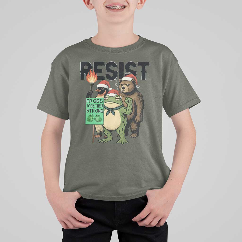 Funny Christmas Frogs Together Strong T Shirt For Kid Portland Resist Meme Gift - Wonder Print Shop