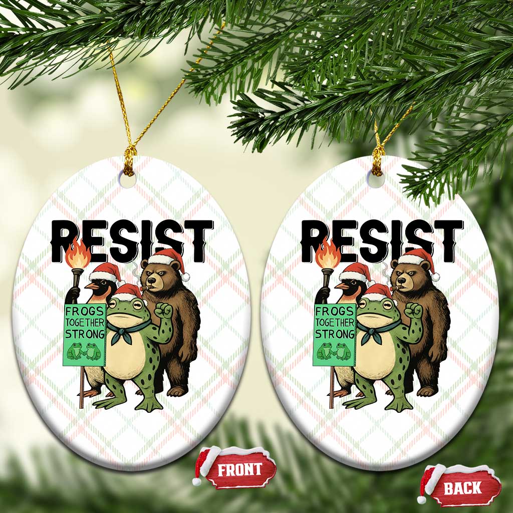 Funny Xmas Frogs Together Strong Ceramic Ornament Portland Resist Meme Gift - Wonder Print Shop