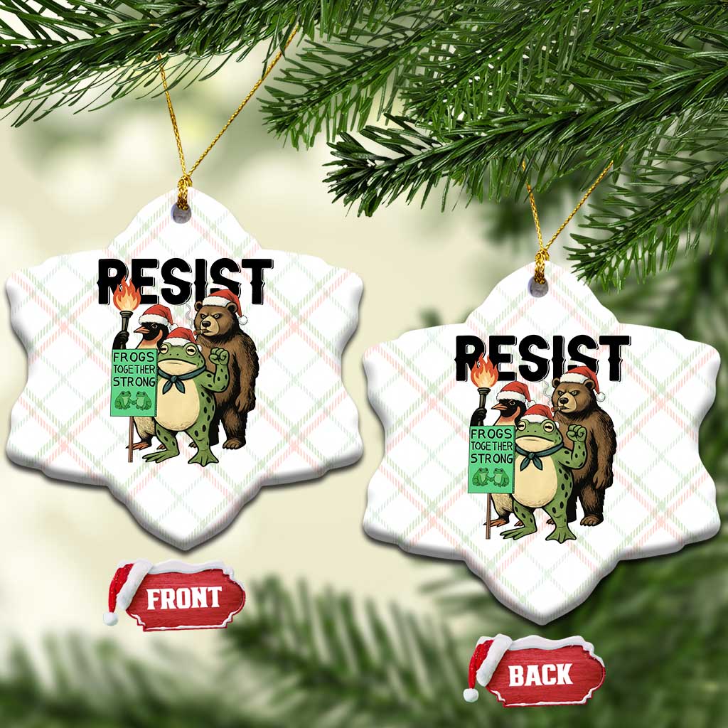 Funny Xmas Frogs Together Strong Ceramic Ornament Portland Resist Meme Gift - Wonder Print Shop