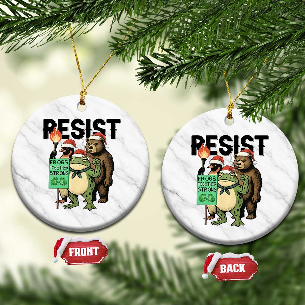 Funny Xmas Frogs Together Strong Ceramic Ornament Portland Resist Meme Gift - Wonder Print Shop