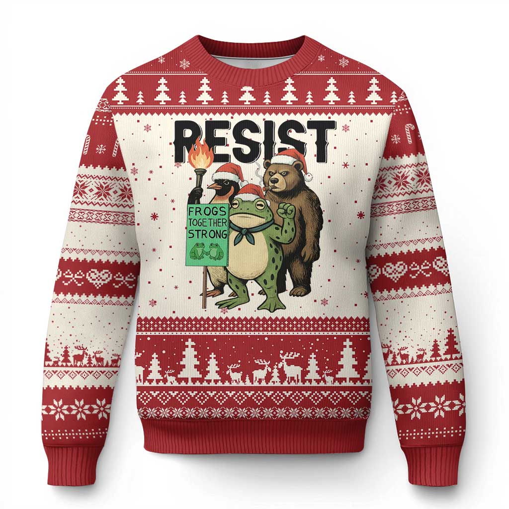 Funny Xmas Frogs Together Strong Ugly Christmas Sweater Portland Resist Meme Gift - Wonder Print Shop