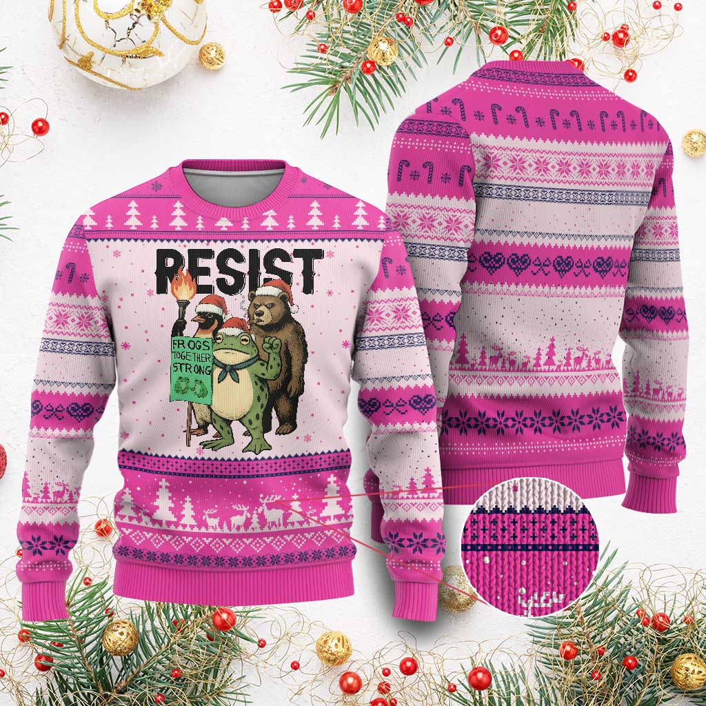 Funny Xmas Frogs Together Strong Ugly Christmas Sweater Portland Resist Meme Gift - Wonder Print Shop