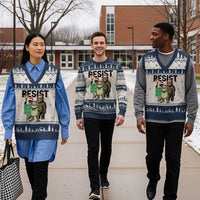 Funny Xmas Frogs Together Strong V-Neck Knit Sweater Vest Portland Resist Meme Gift - Wonder Print Shop
