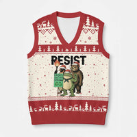 Funny Xmas Frogs Together Strong V-Neck Knit Sweater Vest Portland Resist Meme Gift - Wonder Print Shop