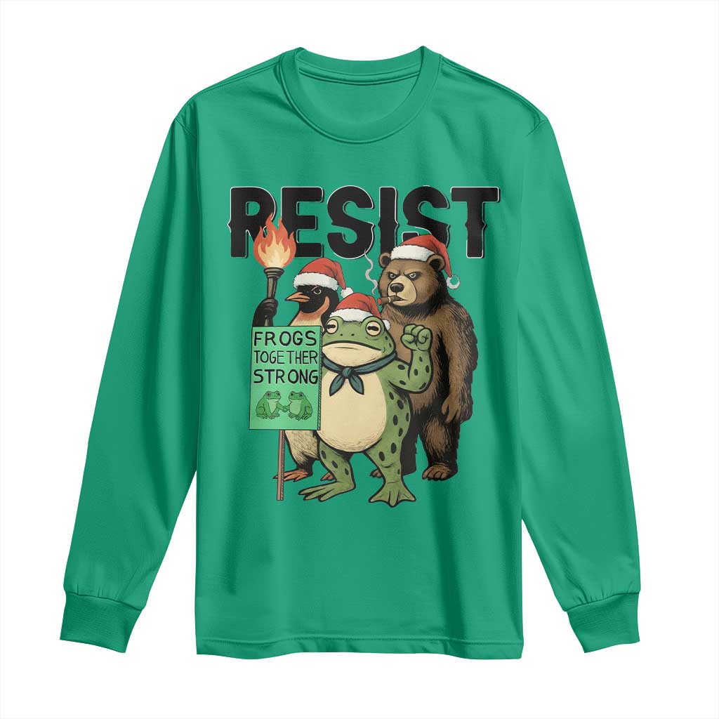 Funny Christmas Frogs Together Strong Long Sleeve Shirt Portland Resist Meme Gift - Wonder Print Shop