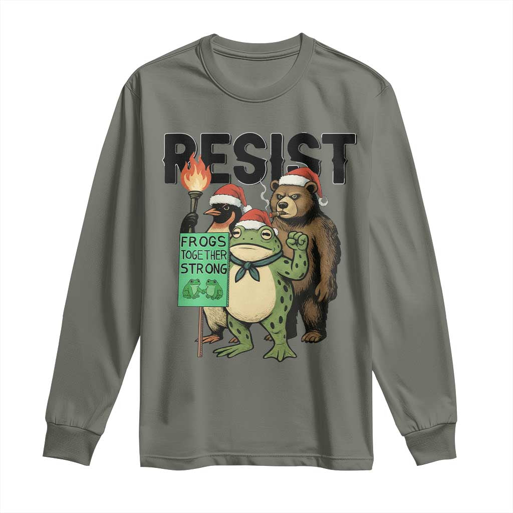 Funny Christmas Frogs Together Strong Long Sleeve Shirt Portland Resist Meme Gift - Wonder Print Shop