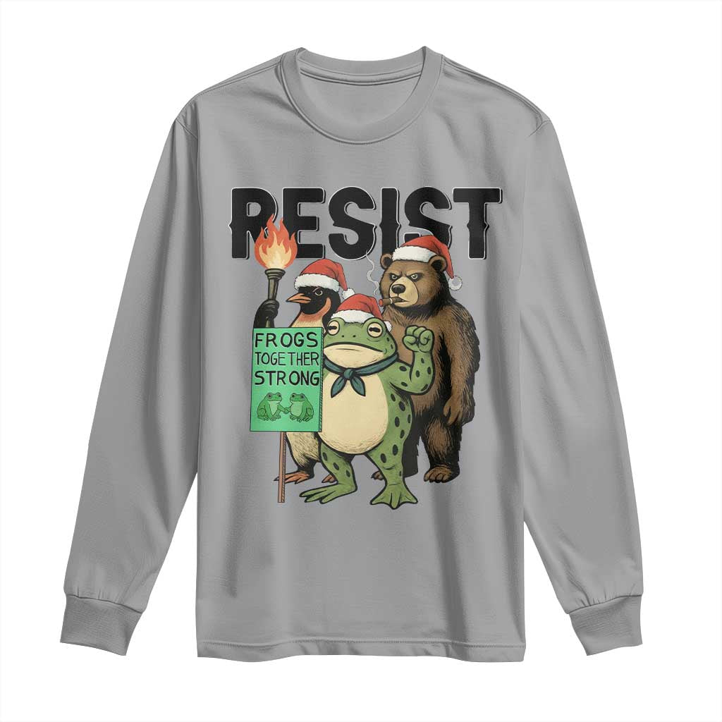 Funny Christmas Frogs Together Strong Long Sleeve Shirt Portland Resist Meme Gift - Wonder Print Shop