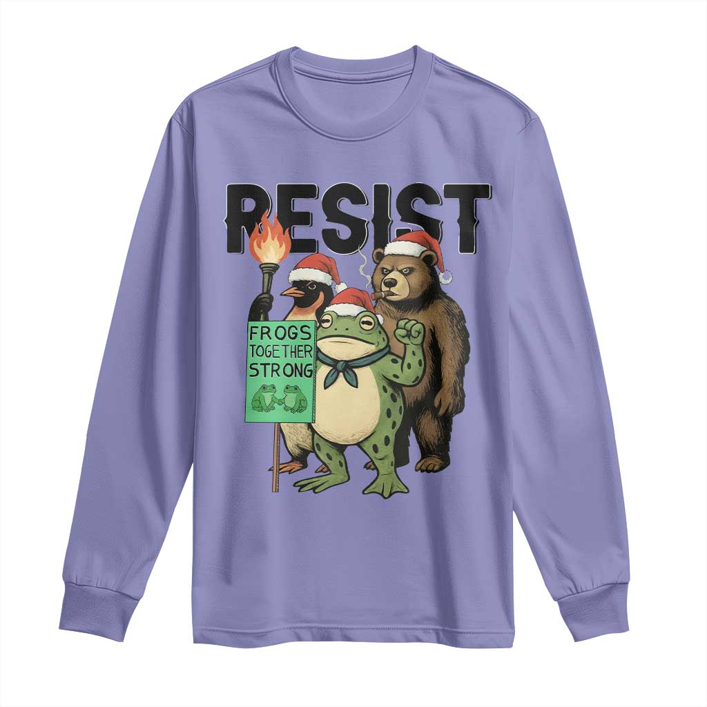 Funny Christmas Frogs Together Strong Long Sleeve Shirt Portland Resist Meme Gift - Wonder Print Shop