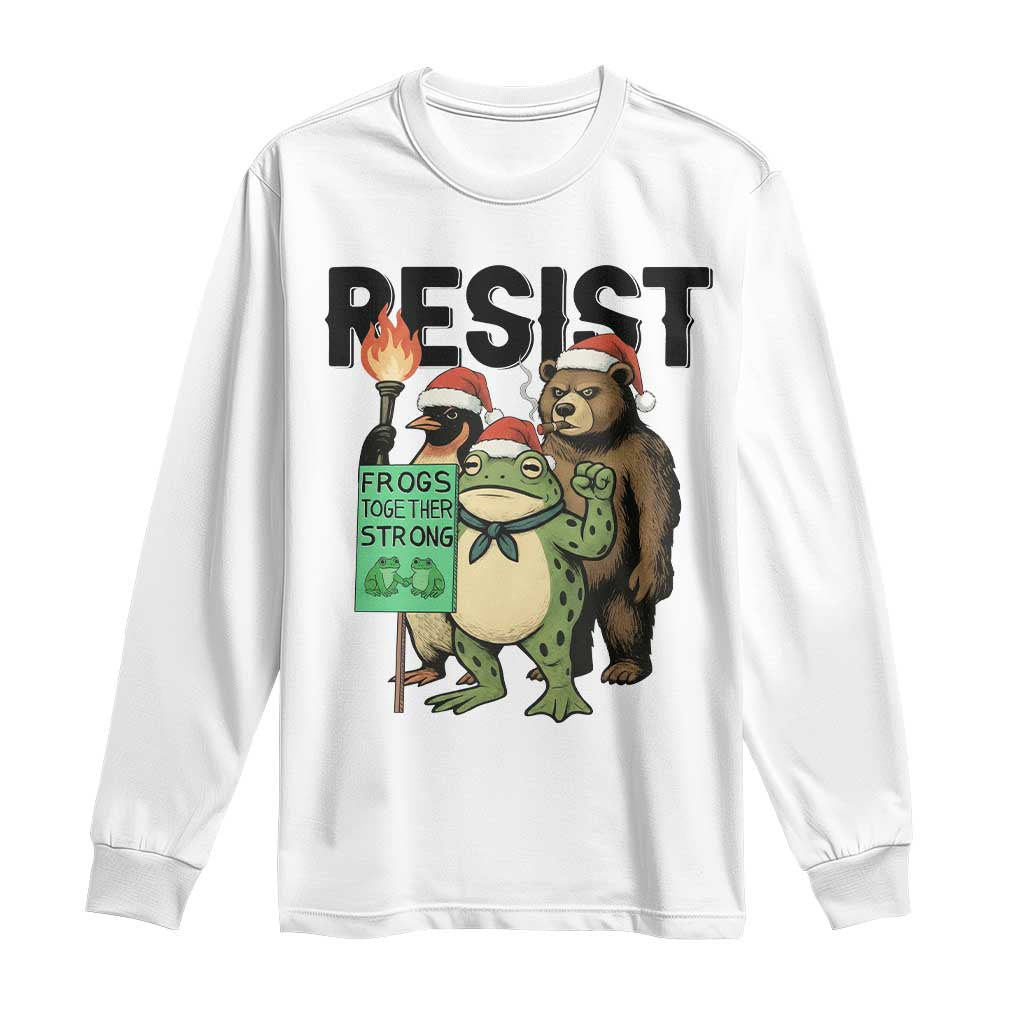 Funny Christmas Frogs Together Strong Long Sleeve Shirt Portland Resist Meme Gift - Wonder Print Shop