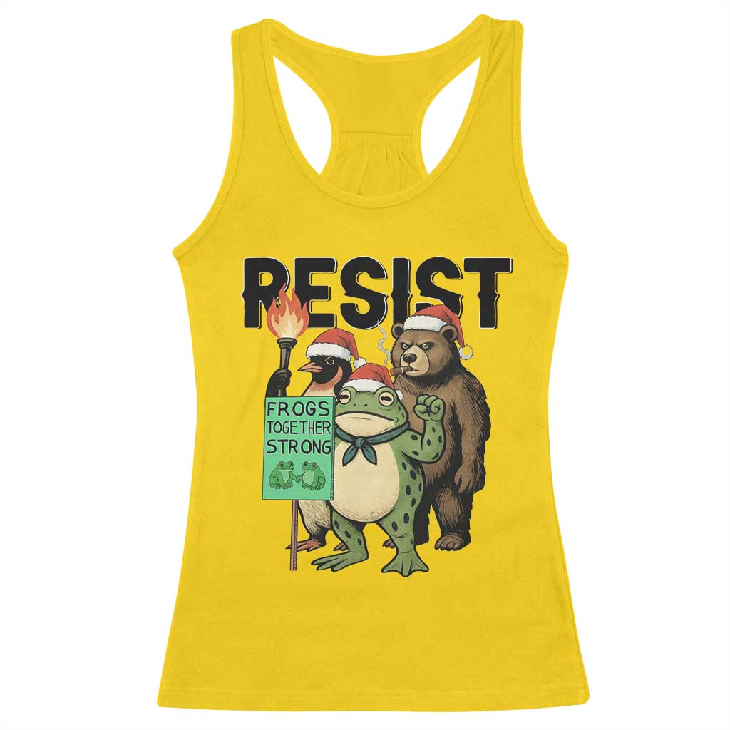 Funny Christmas Frogs Together Strong Racerback Tank Top Portland Resist Meme Gift - Wonder Print Shop