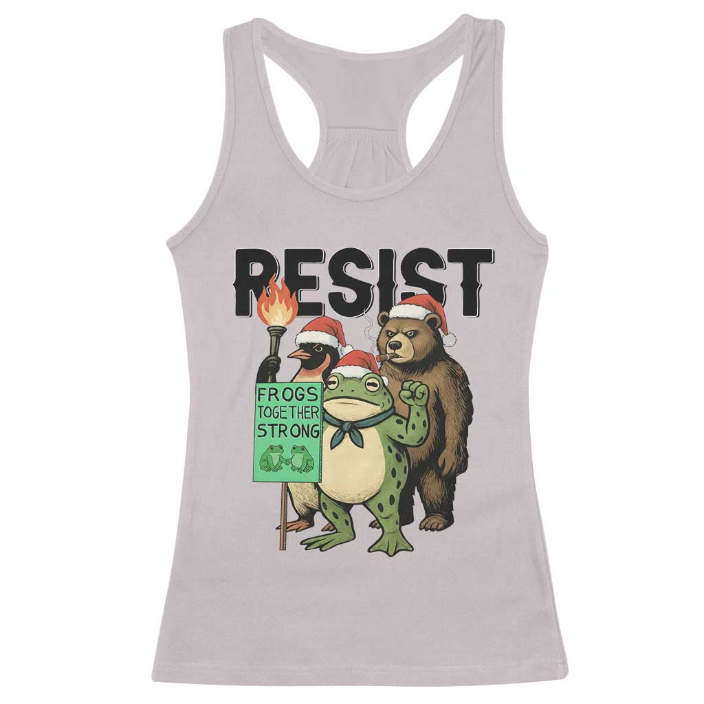Funny Christmas Frogs Together Strong Racerback Tank Top Portland Resist Meme Gift - Wonder Print Shop