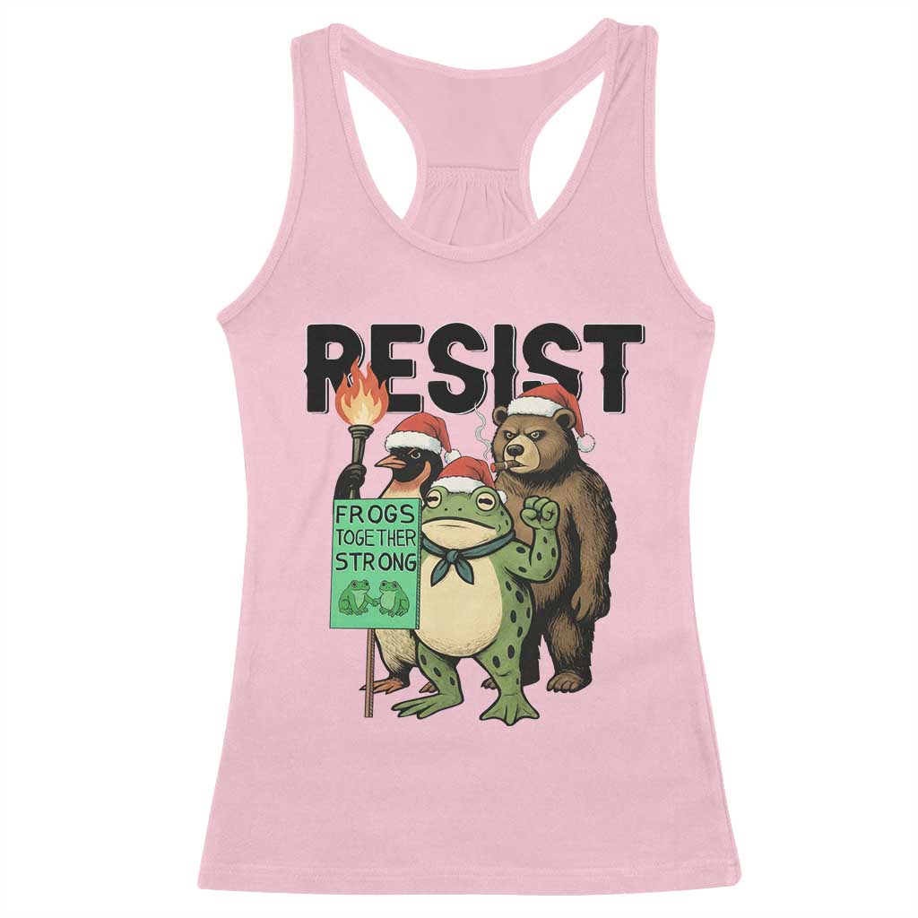 Funny Christmas Frogs Together Strong Racerback Tank Top Portland Resist Meme Gift - Wonder Print Shop