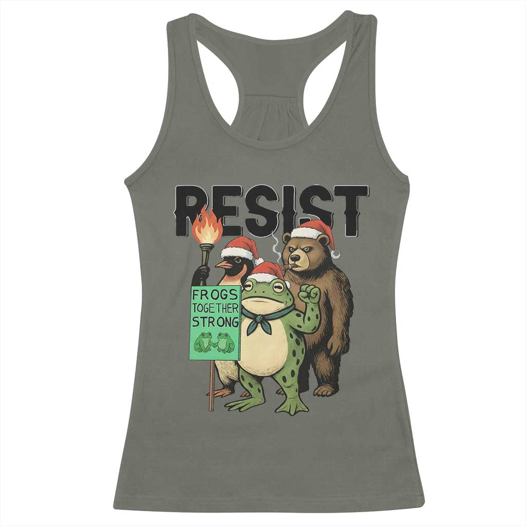 Funny Christmas Frogs Together Strong Racerback Tank Top Portland Resist Meme Gift - Wonder Print Shop
