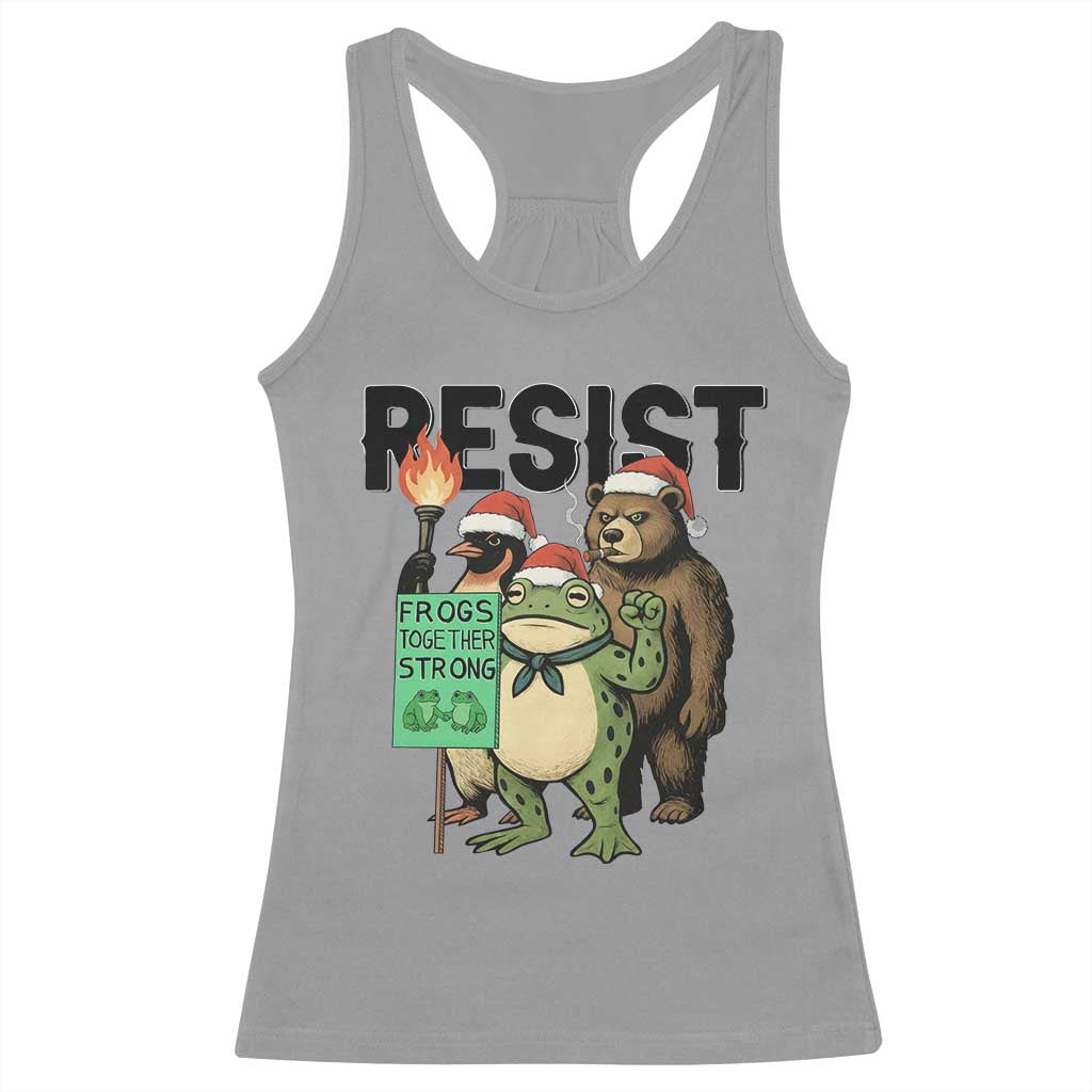 Funny Christmas Frogs Together Strong Racerback Tank Top Portland Resist Meme Gift - Wonder Print Shop