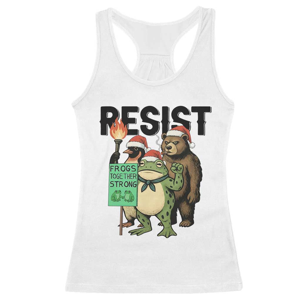Funny Christmas Frogs Together Strong Racerback Tank Top Portland Resist Meme Gift - Wonder Print Shop