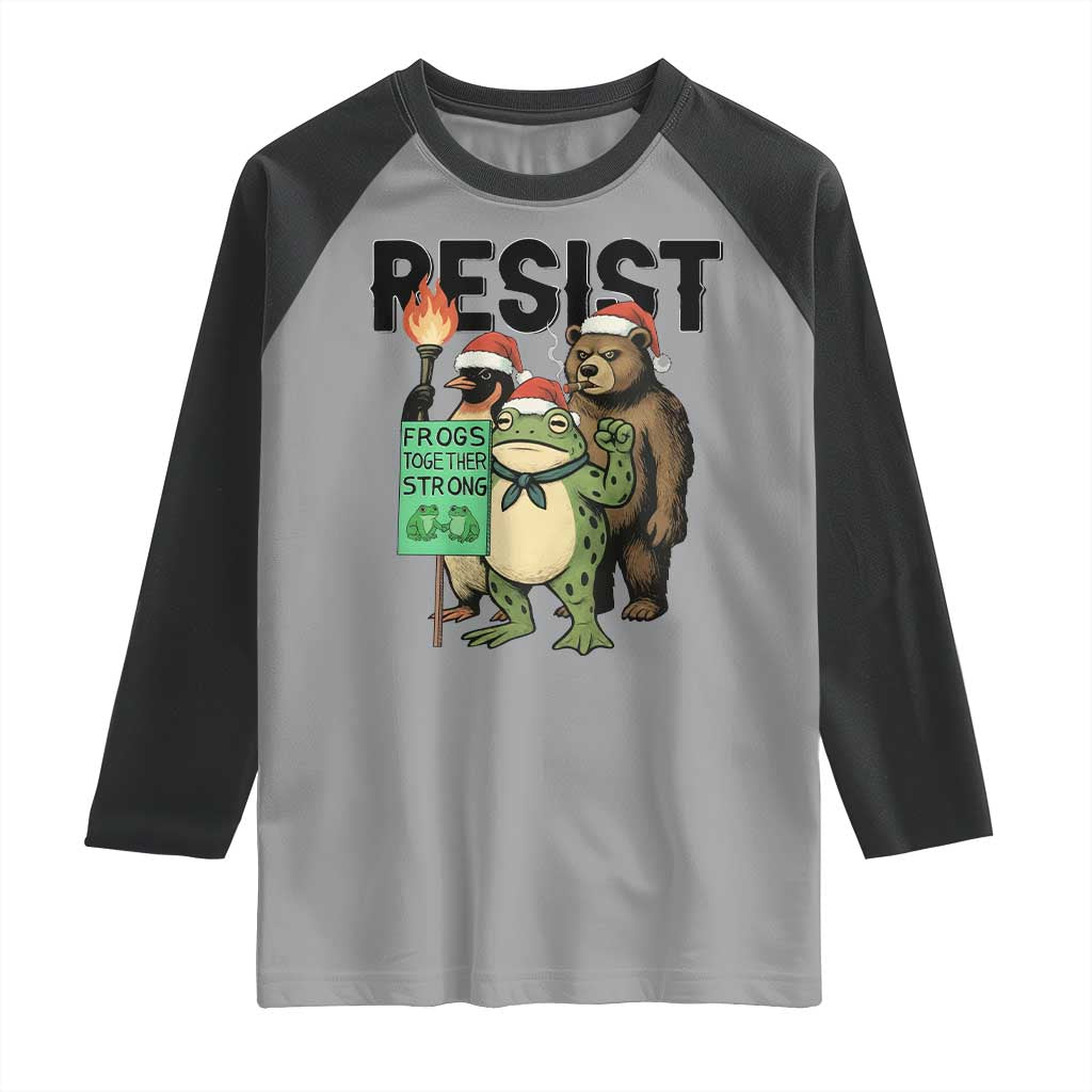 Funny Christmas Frogs Together Strong Raglan Shirt Portland Resist Meme Gift - Wonder Print Shop