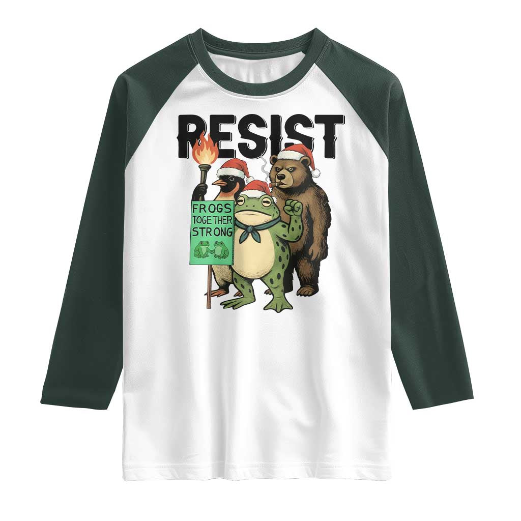 Funny Christmas Frogs Together Strong Raglan Shirt Portland Resist Meme Gift - Wonder Print Shop