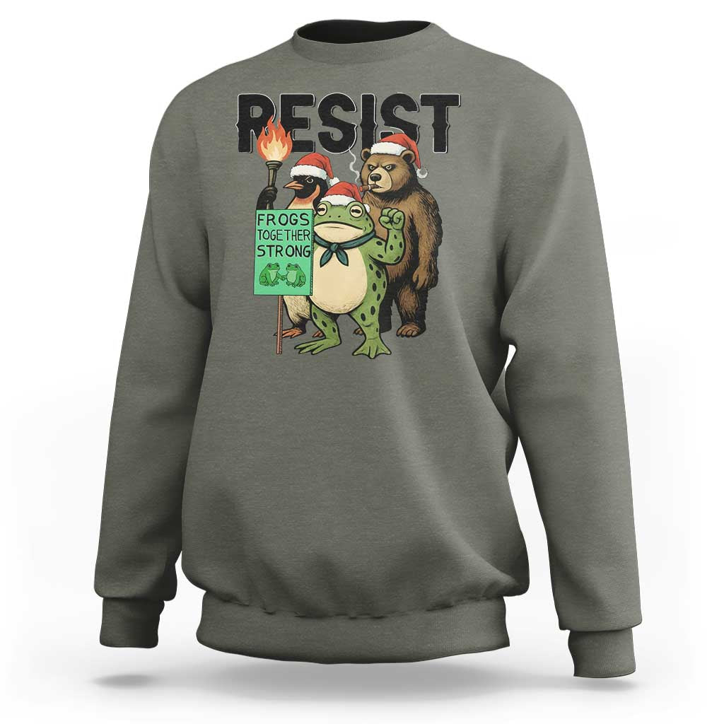 Funny Christmas Frogs Together Strong Sweatshirt Portland Resist Meme Gift - Wonder Print Shop