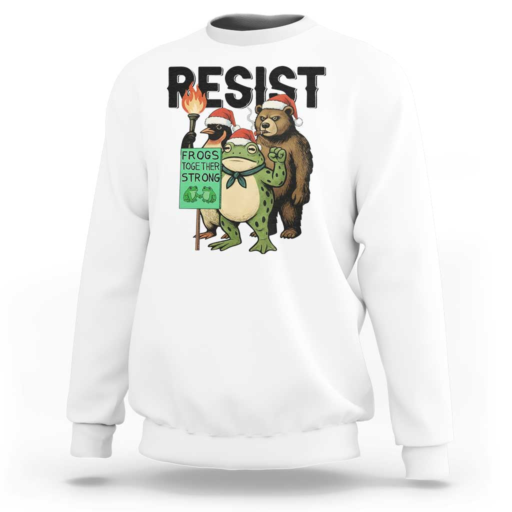 Funny Christmas Frogs Together Strong Sweatshirt Portland Resist Meme Gift - Wonder Print Shop