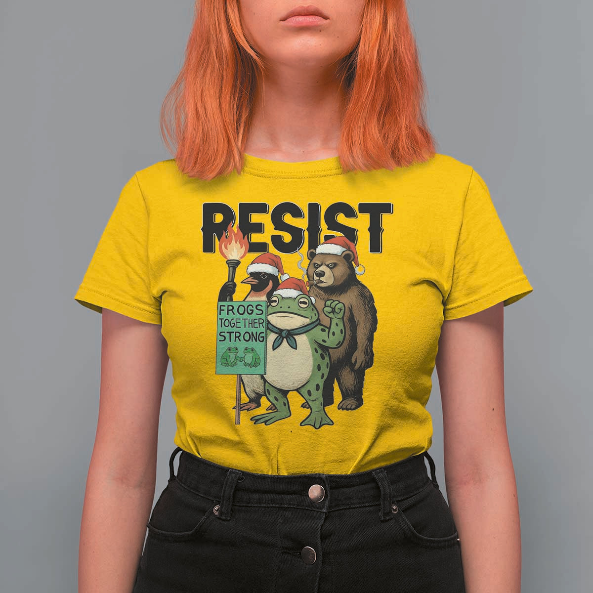 Funny Christmas Frogs Together Strong T Shirt For Women Portland Resist Meme Gift - Wonder Print Shop