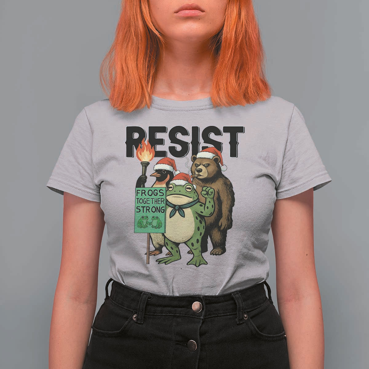 Funny Christmas Frogs Together Strong T Shirt For Women Portland Resist Meme Gift - Wonder Print Shop