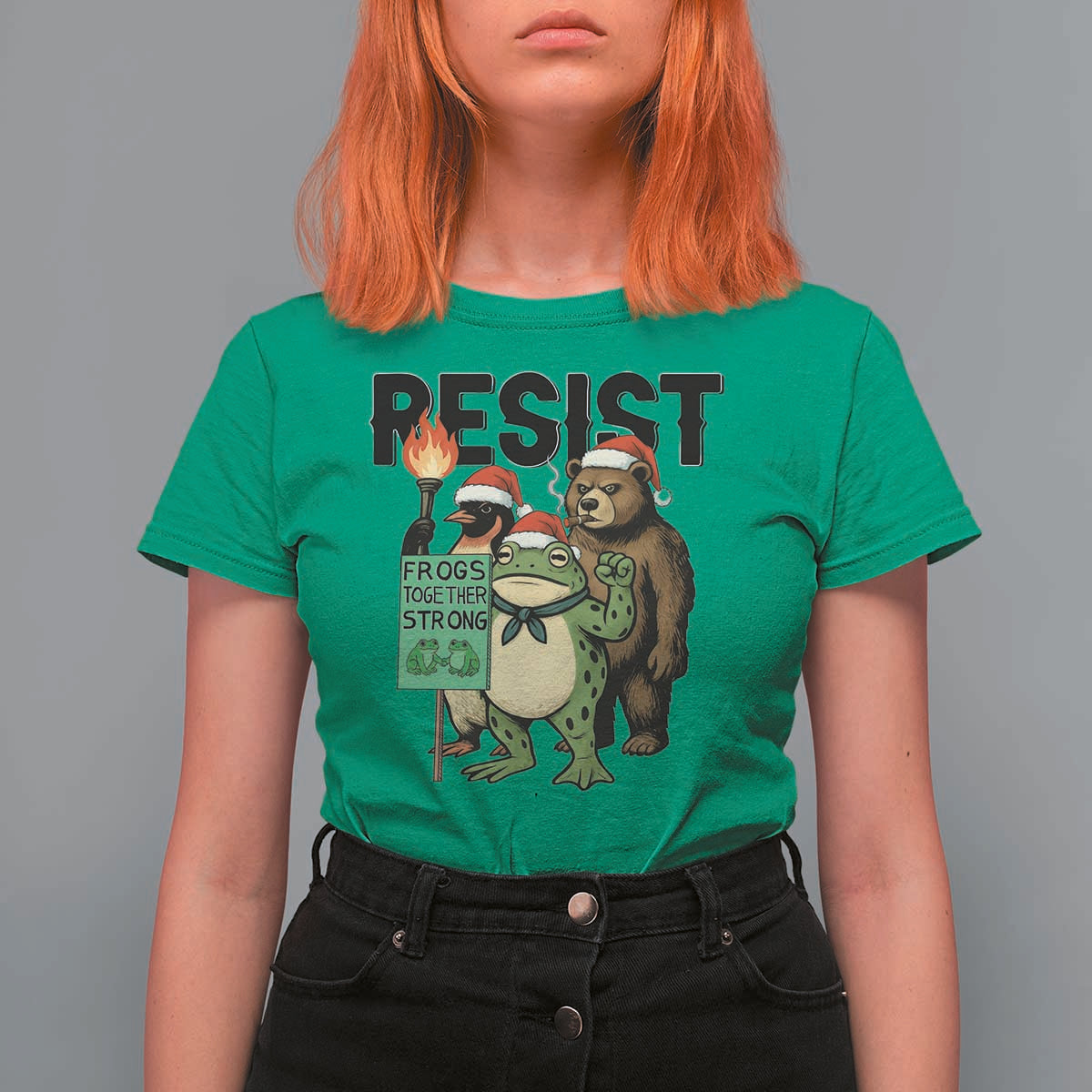 Funny Christmas Frogs Together Strong T Shirt For Women Portland Resist Meme Gift - Wonder Print Shop