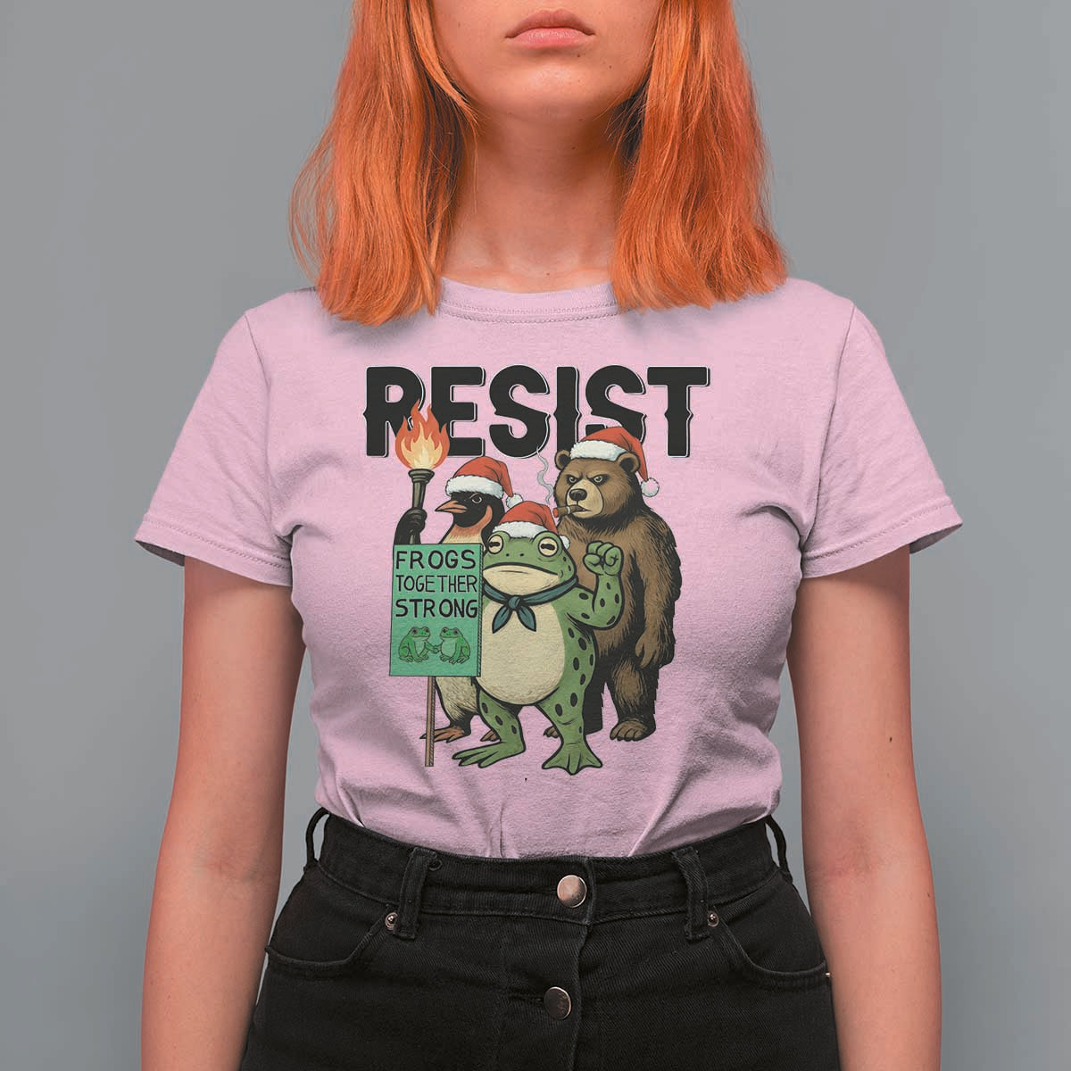 Funny Christmas Frogs Together Strong T Shirt For Women Portland Resist Meme Gift - Wonder Print Shop