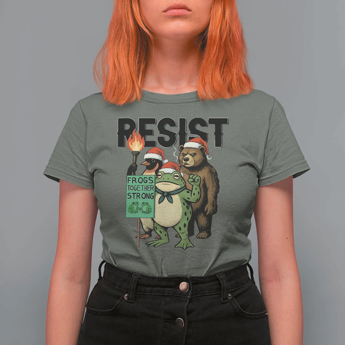 Funny Christmas Frogs Together Strong T Shirt For Women Portland Resist Meme Gift - Wonder Print Shop
