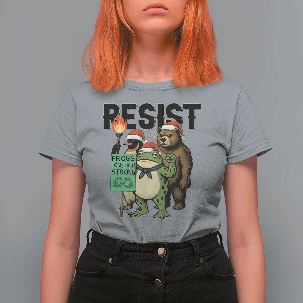 Funny Christmas Frogs Together Strong T Shirt For Women Portland Resist Meme Gift - Wonder Print Shop