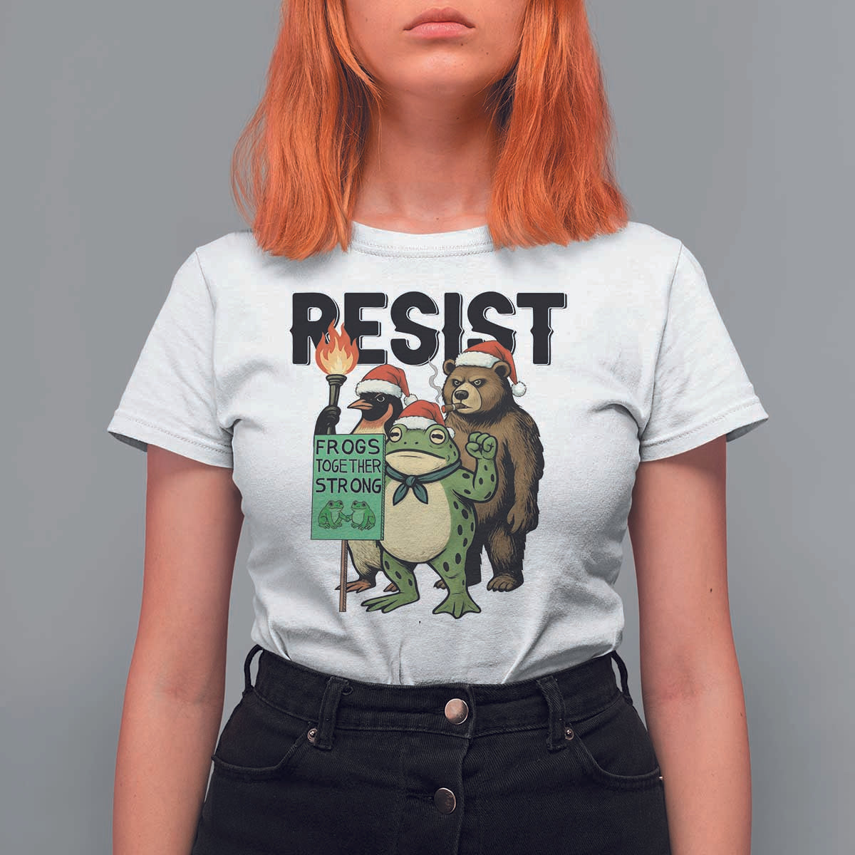 Funny Christmas Frogs Together Strong T Shirt For Women Portland Resist Meme Gift - Wonder Print Shop