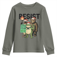 Funny Christmas Frogs Together Strong Youth Sweatshirt Portland Resist Meme Gift - Wonder Print Shop