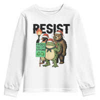 Funny Christmas Frogs Together Strong Youth Sweatshirt Portland Resist Meme Gift - Wonder Print Shop