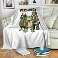 Portland Frog Protest Frogs Together Strong Throw Blanket Funny Holiday Gift - Wonder Print Shop