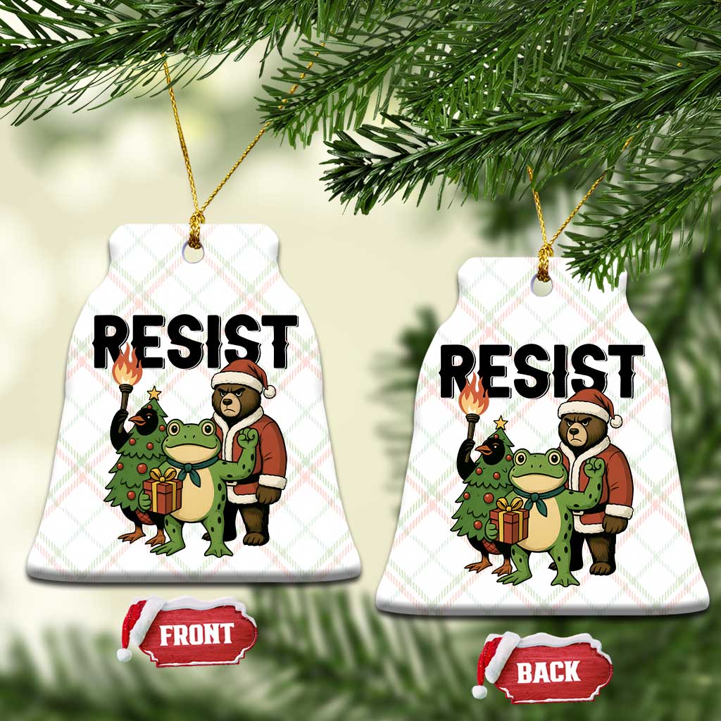 Portland Frog Protest Frogs Together Strong Ceramic Ornament Funny Holiday Gift - Wonder Print Shop