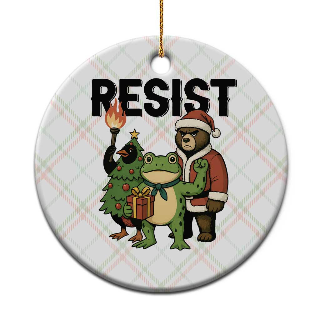 Portland Frog Protest Frogs Together Strong Ceramic Ornament Funny Holiday Gift - Wonder Print Shop