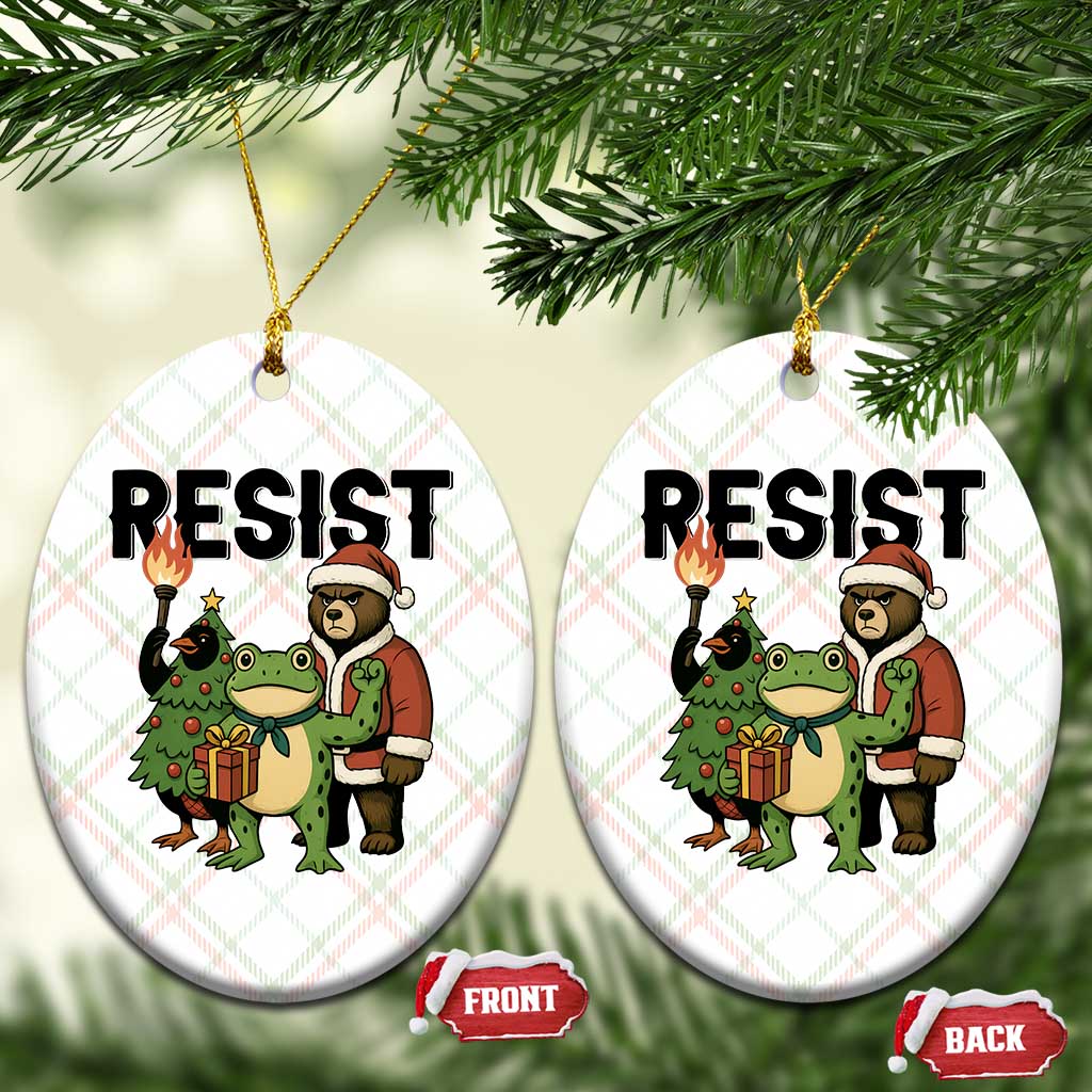 Portland Frog Protest Frogs Together Strong Ceramic Ornament Funny Holiday Gift - Wonder Print Shop