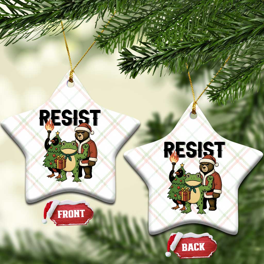 Portland Frog Protest Frogs Together Strong Ceramic Ornament Funny Holiday Gift - Wonder Print Shop