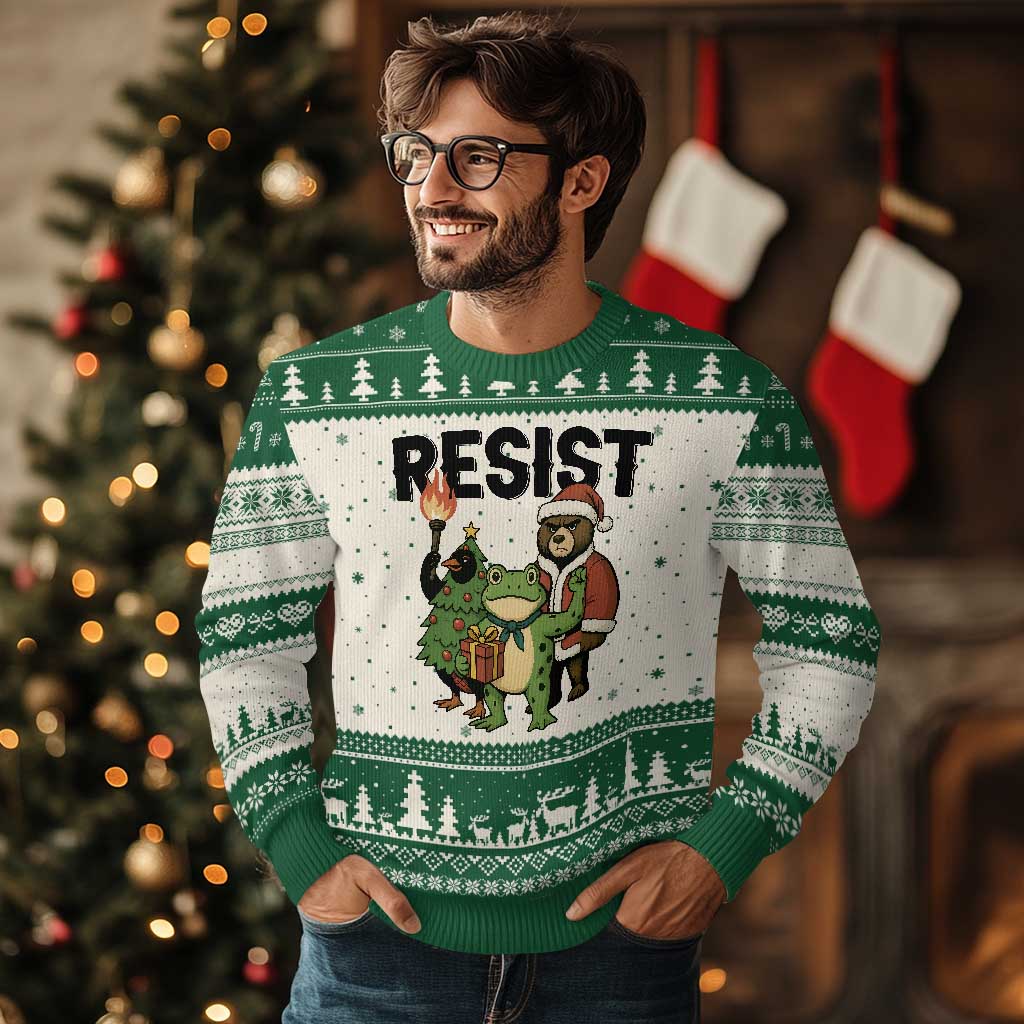 Portland Frog Protest Frogs Together Strong Ugly Christmas Sweater Funny Holiday Gift - Wonder Print Shop