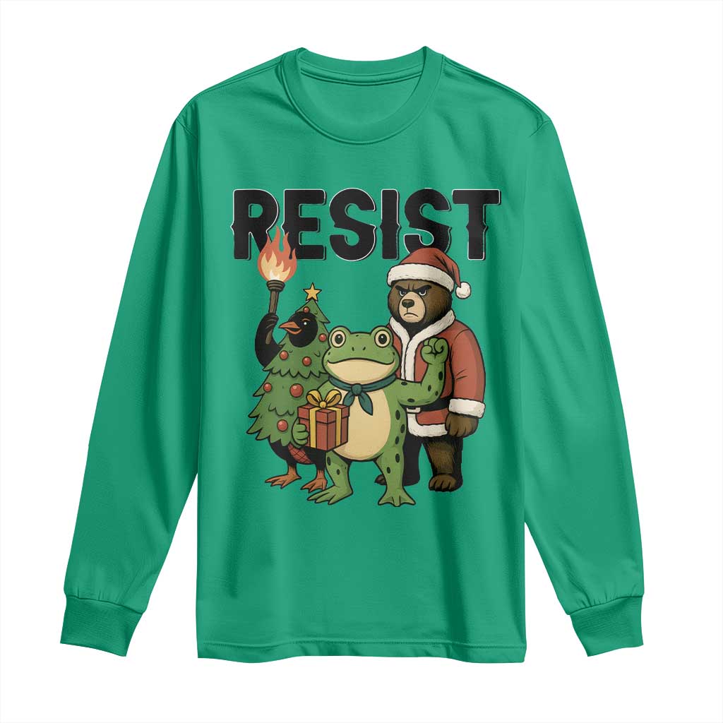 Portland Frog Protest Frogs Together Strong Long Sleeve Shirt Funny Holiday Gift - Wonder Print Shop