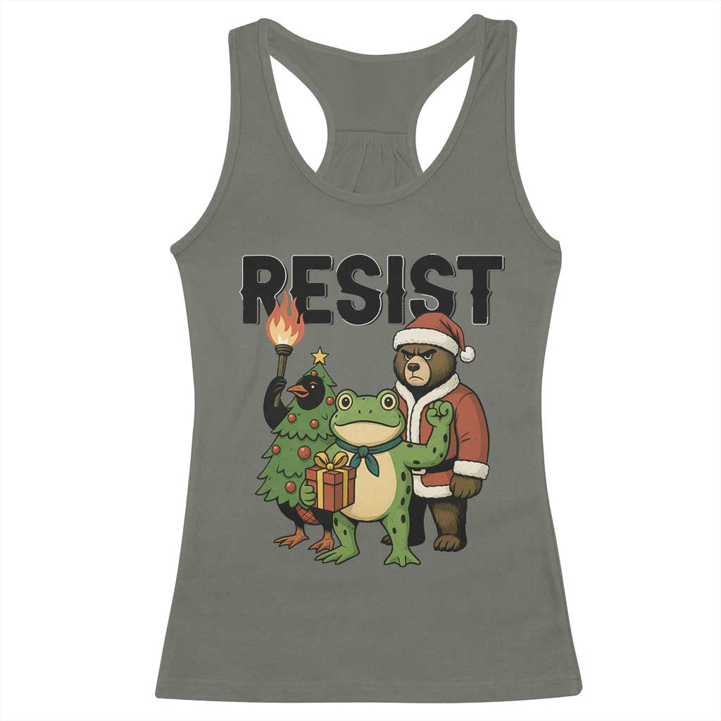 Portland Frog Protest Frogs Together Strong Racerback Tank Top Funny Holiday Gift - Wonder Print Shop