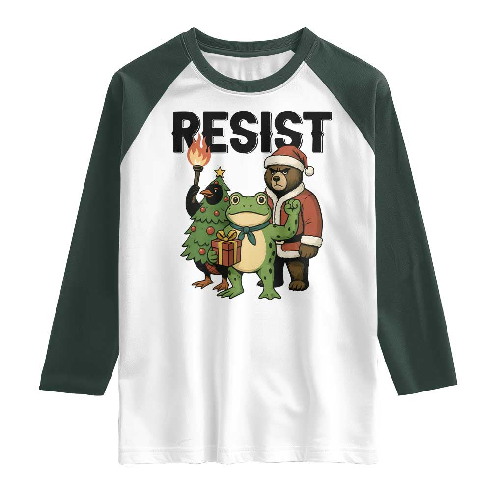 Portland Frog Protest Frogs Together Strong Raglan Shirt Funny Holiday Gift - Wonder Print Shop