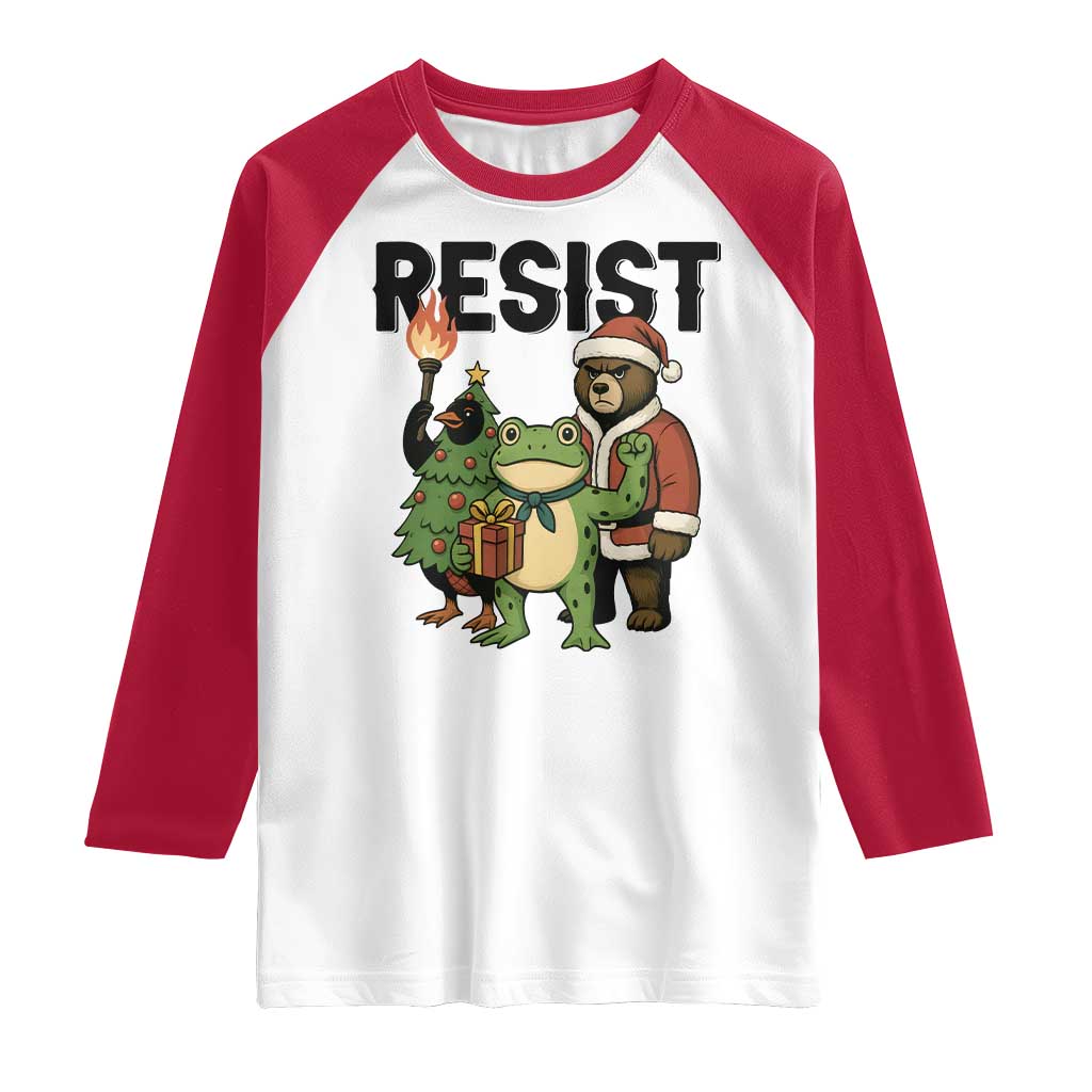 Portland Frog Protest Frogs Together Strong Raglan Shirt Funny Holiday Gift - Wonder Print Shop