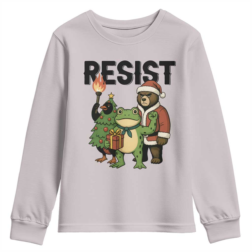 Portland Frog Protest Frogs Together Strong Youth Sweatshirt Funny Holiday Gift - Wonder Print Shop